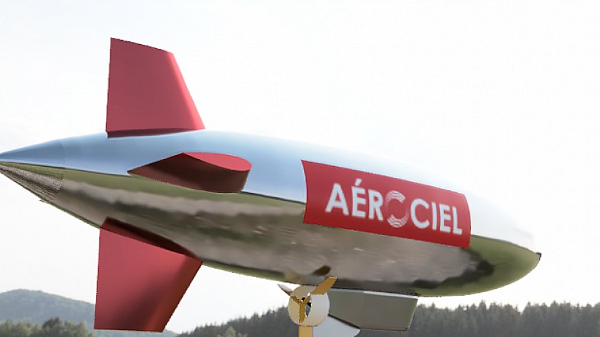 Drone dirigeable Aérostats en vol au-dessus d'un champ